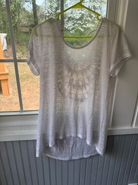 Cato White Short Sleeve Crochet Accent Tee